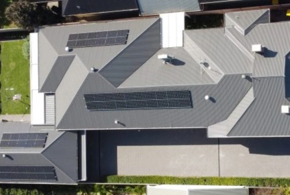 Roysotn Park house solar panels birds-eye view