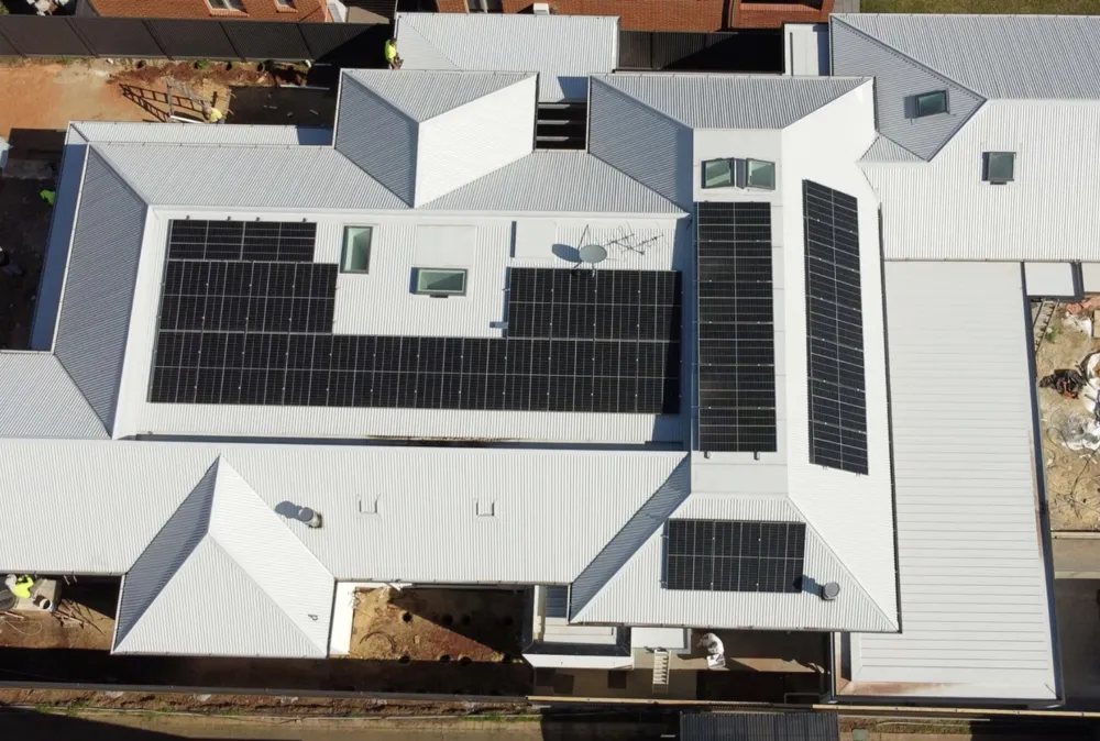 Saint Peters house solar panels birds-eye view